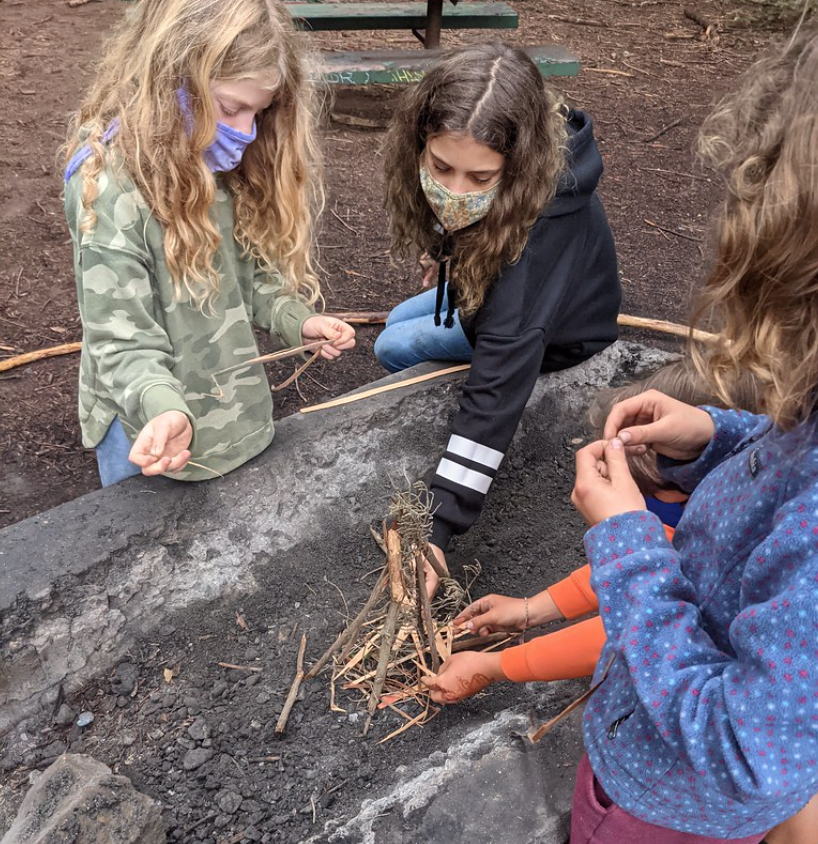 4th and 5th graders build a fire